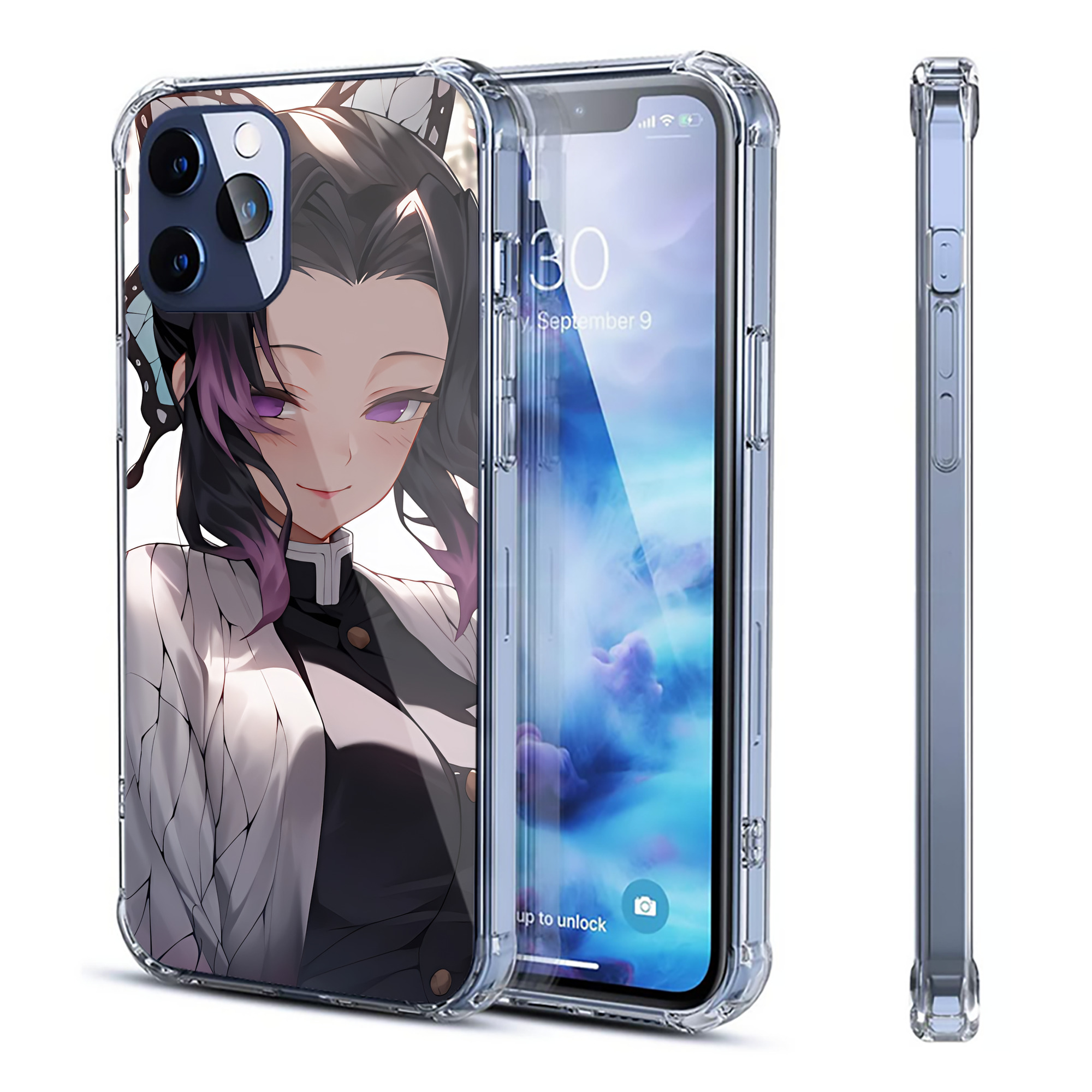 （画像用） 鬼滅の刃（きめつのやいば）蟲柱-胡蝶 しのぶ／こちょう しのぶ Kochou Shinobu 【iPhone 12シリーズ対応】透明スマホケース（クリアソフトケース）